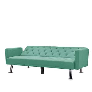 Modern 72.83 in. W Square Arm Fabric Straight Sofa in Green