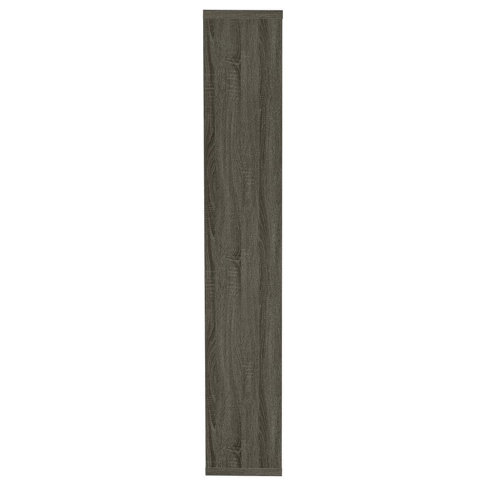 Transitional Geometric 10-Shelf Bookcase in Weathered Gray