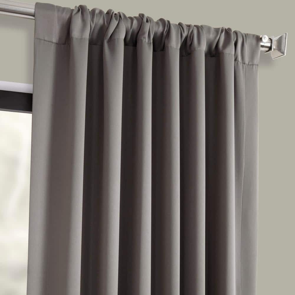 Neutral Grey Polyester Blackout Curtain Panel - 50 in. W x 108 in. L