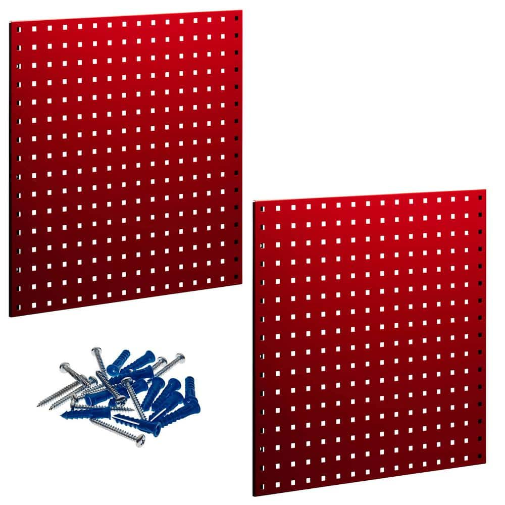 Triton Products LocBoard 24 in. H x 24 in. W Steel Pegboard in Red (2 ...