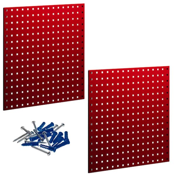 LocBoard 24 in. H x 24 in. W Steel Pegboard in Red (2-Pack)