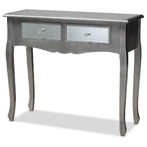 Leonie 36 in. Silver Rectangle Wood Console Table with 2-Drawers