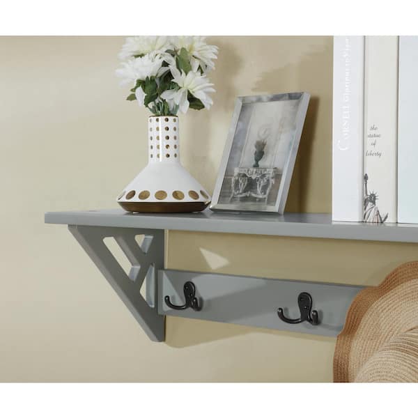 Alaterre Furniture Coventry Gray Coat Hook with Shelf ANCT0940