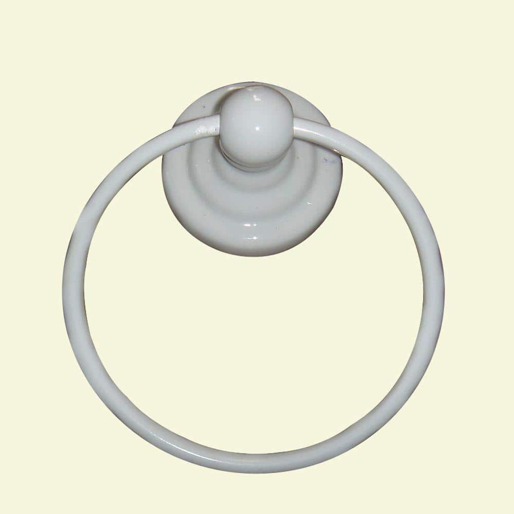 Glacier Bay Towel Ring in White Ceramic BA00008 - The Home Depot