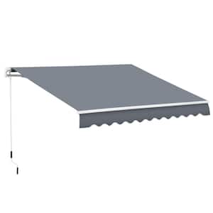 Gray 10 ft. x 8 ft. Patio Awning Sun Shade Shelter with Manual Crank Handle, UV and Water-Resistant Fabric