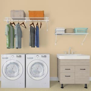 Superslide 12 in. D x 48 in. W x 36 in. H White Wire Fixed Mount Laundry Shelf Kit