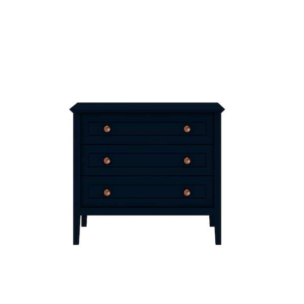 Manhattan Comfort Crown 31.29 in. 3-Drawer Tatiana Midnight Blue Dresser (31.29 in. H x 38.97 in. W x 2.59 in. D)