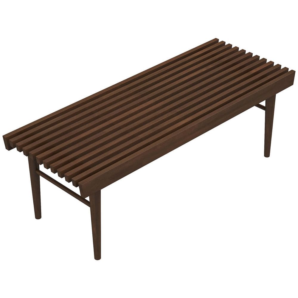 Ashcroft Furniture Co Felicity Mid Century Modern Rectangular Solid Wood Bench in Brown 15.5 in. H x 47.2 in. W x 18.1 in. D ASH3317 The Home