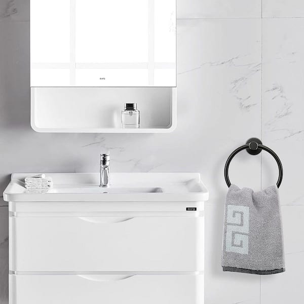 Stainless Steel 2-Pack Wall Mounted Towel Ring with Pivots in Matte Black