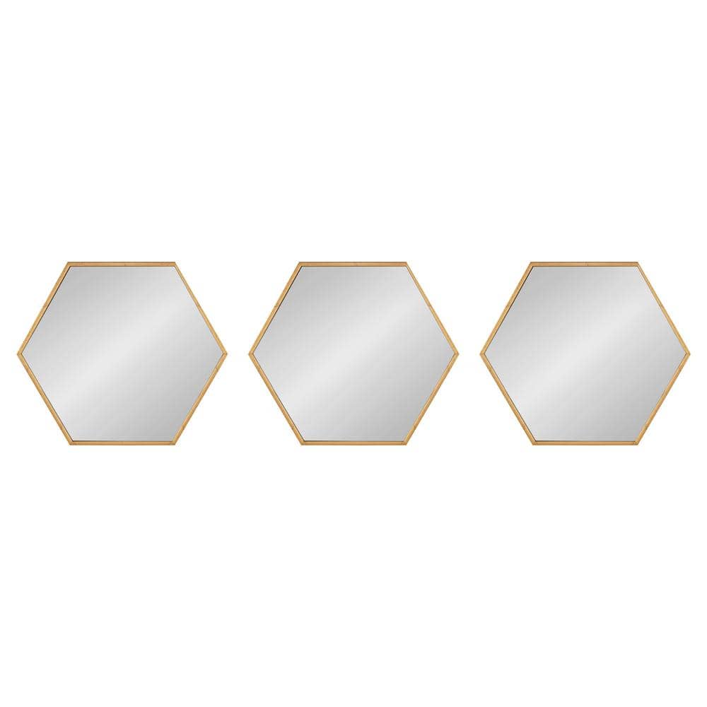Rhodes Gold Hexagon Wall Mirror Set, 14x16 inches
