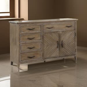 Brown and Brass 5-Drawer 63.98 in. W Dresser without Mirror