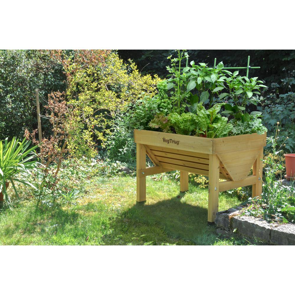Natural Cedar Wood Raised Bed Planter with Drainage Hole