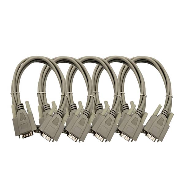 6 ft. Serial (DB9 Male to Male) RS-232 Cable Gray 5-Pack