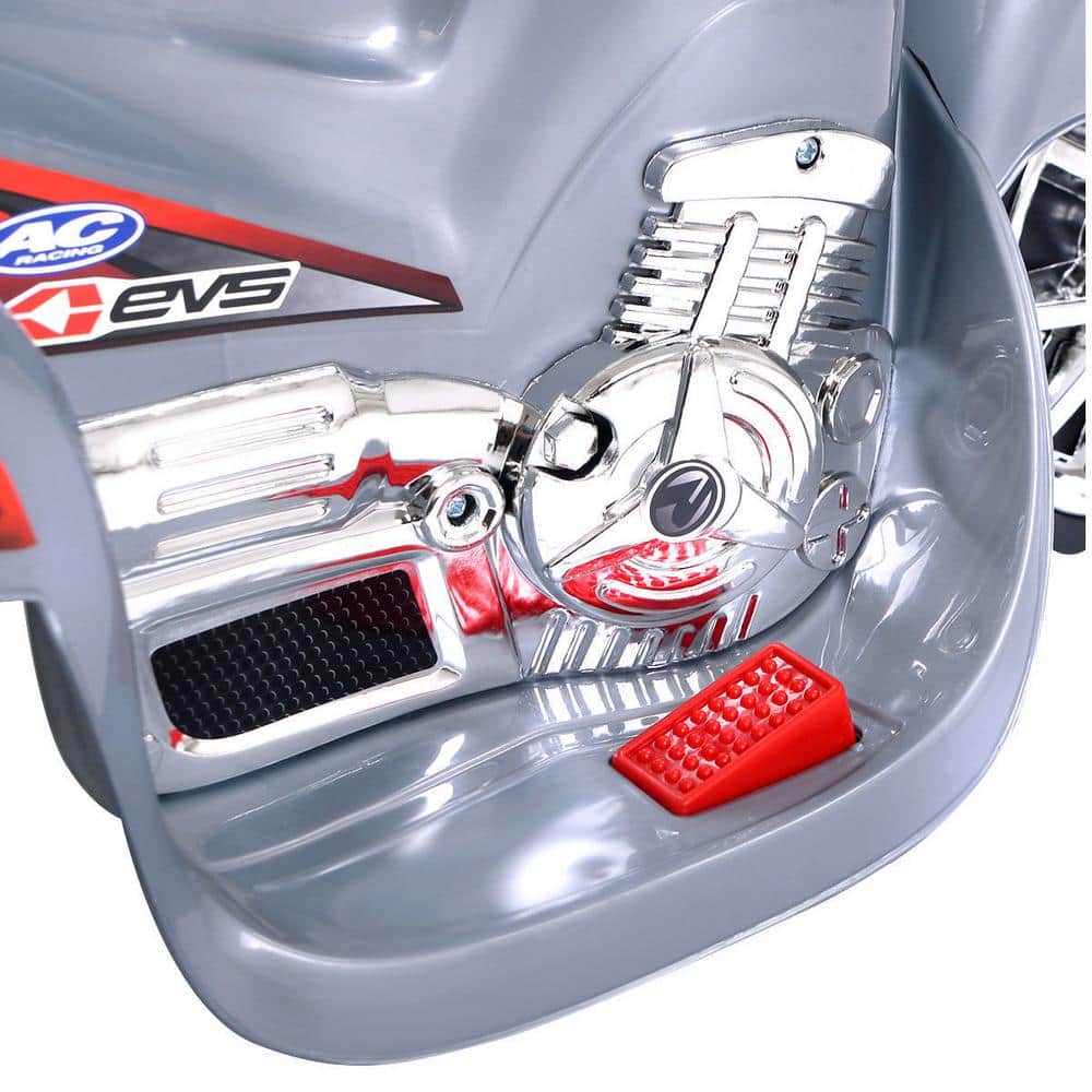 Gray 6V Plastic Kids Ride-On Motorcycle with Storage