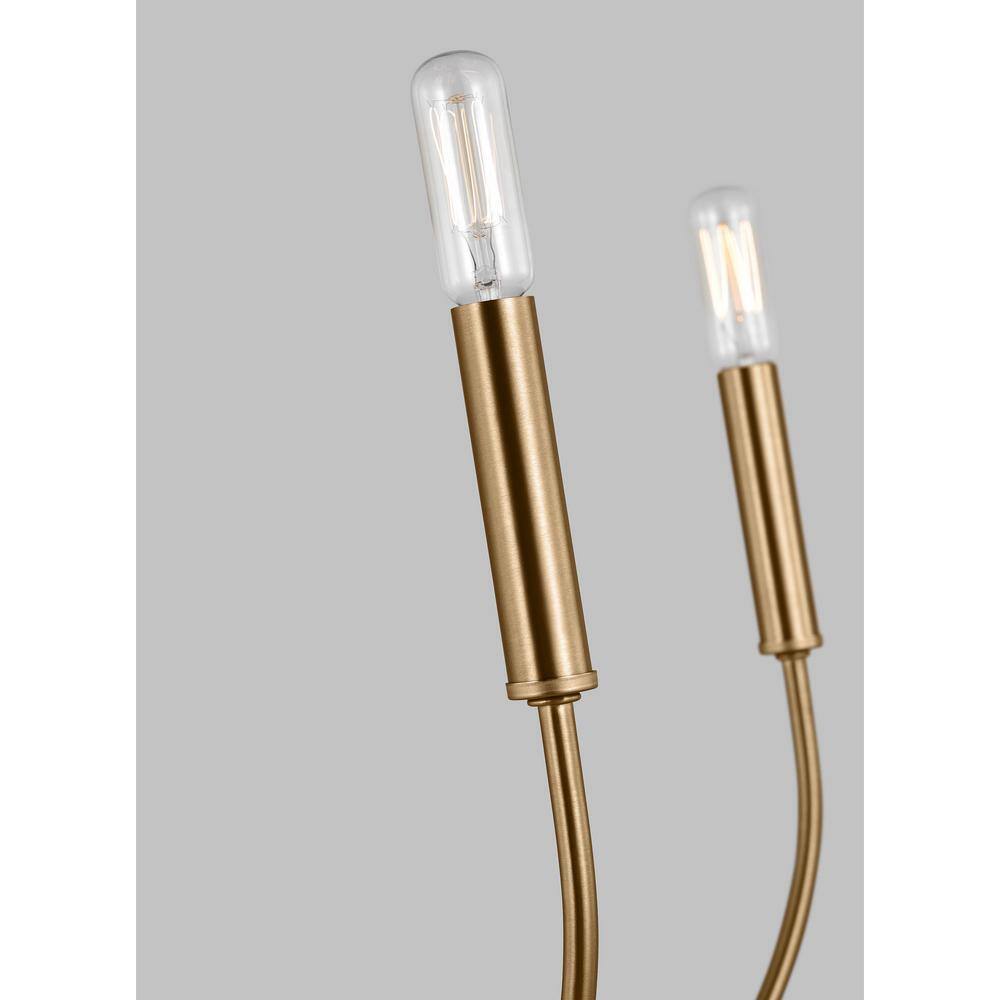 Elegant Satin Brass 5-Light Chandelier with Clear Silver Accents