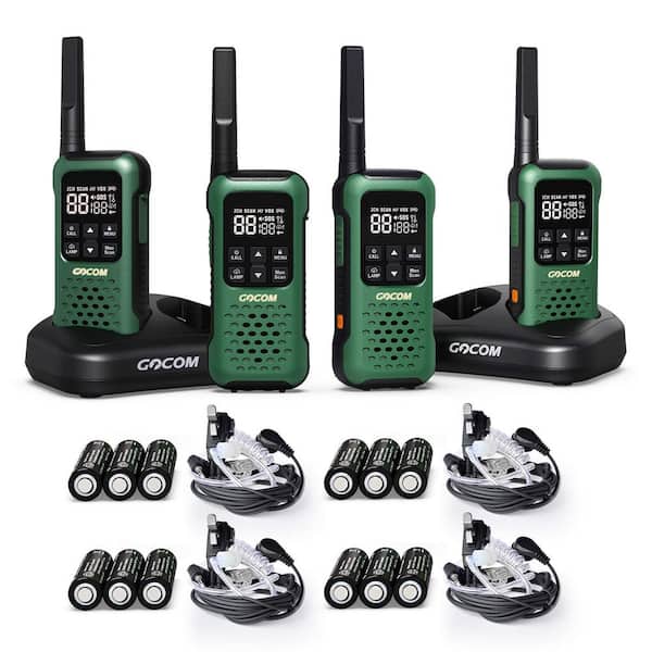 Submersible 15 Mile Range Rechargeable Waterproof Digital 2-Way Radio with Charger (4-Pack)