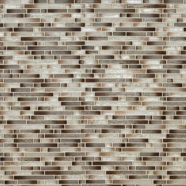 MSI Burnished Sunset Interlocking 12 in. x 12 in. Glossy Glass Metal Look Wall Tile (9.8 sq. ft./Case)