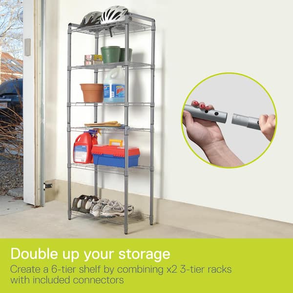 2 Tier Stackable Shelving Unit 2-Shelf Storage Unit Shelving Rack