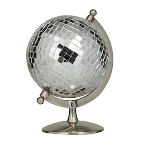 10 in. Silver Stainless Steel Disco Ball Style Decorative Globe