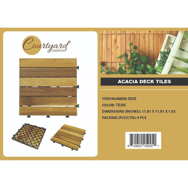Courtyard Casual 12 in. x 12 in. Acacia Deck Tile in Teak (9 per Pack)