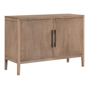 Light Brown 33.50 in. Wooden Storage Cabinet with 2 Metal handles and 2 Doors for Hallway, Entryway, Living Room