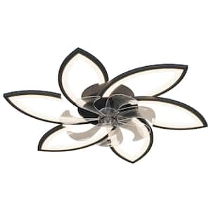 31 in. Smart Indoor Black Ceiling Fan with Integrated LED with Remote Control