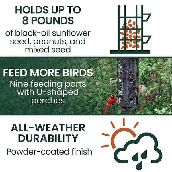 Squirrel-Be-Gone Triple-Tube Squirrel Resistant Wild Bird Feeder - 8 lb. Capacity