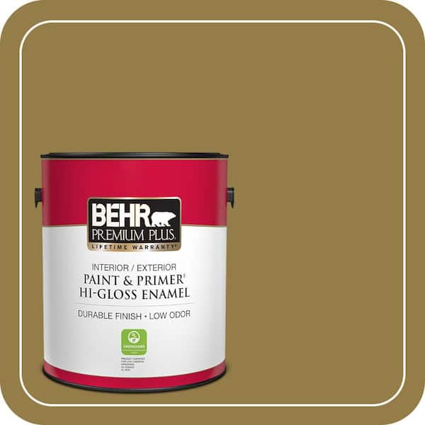 BEHR PREMIUM PLUS 1 gal. #360F-6 Raked Leaves Hi-Gloss Enamel Interior/Exterior Paint & Primer