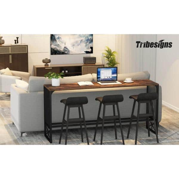 Byblight 70 9 In Brown Standard, Sofa Console Table With Bar Stools