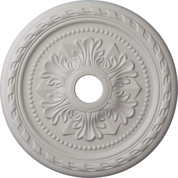Ekena Millwork 1-5/8 in. x 23-5/8 in. x 23-5/8 in. Polyurethane Palmetto Ceiling Medallion, Ultra Pure White