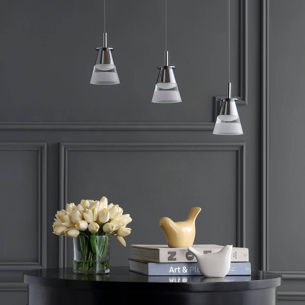 Alain 19.5" Chrome Glass LED Pendant Light
