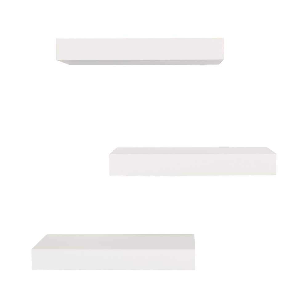 White MDF Floating Wall Shelves Set of 3 for Living Room