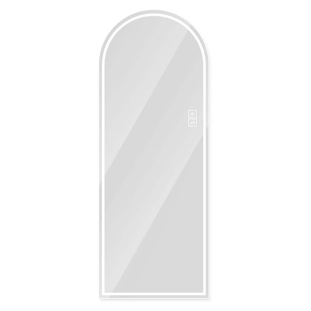 21 in. W x 65 in. H Arched Full Body Frameless LED Wall Bathroom Vanity Mirror in Silver 2 Color Lighting
