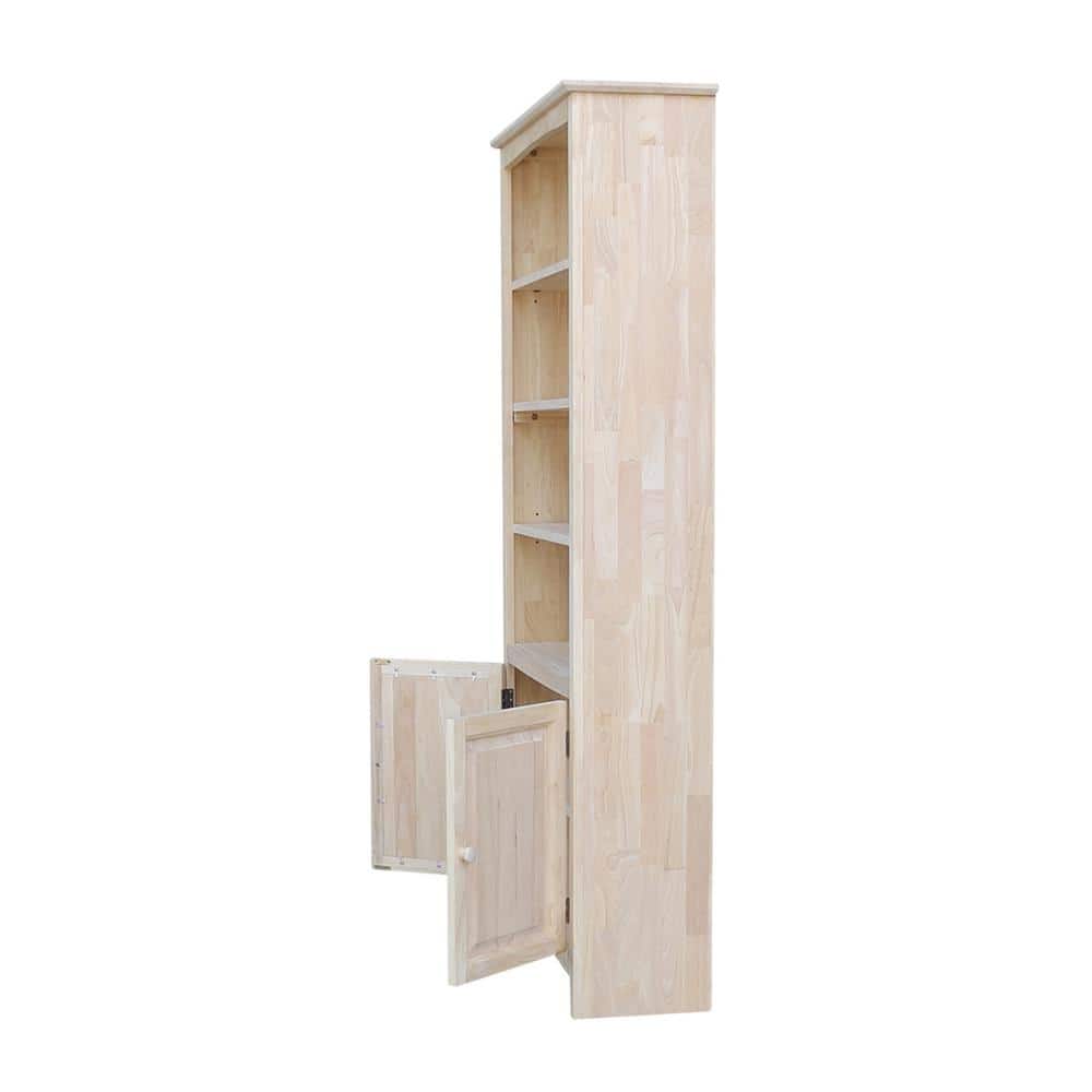 Unfinished Solid Wood 78 Inch Adjustable Shaker Bookcase