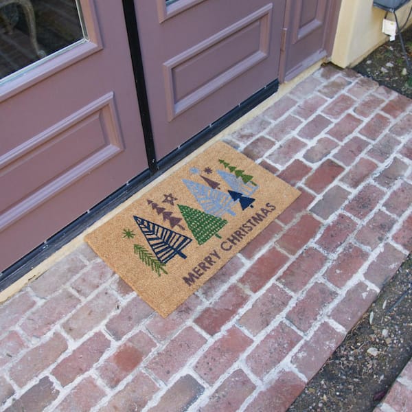 Christmas, Season of Giving Christmas Wreath Doormat 18 X 30, Outdoor/indoor,  Heavy Duty Recycled Rubber, Non-slip Backing, Winter 