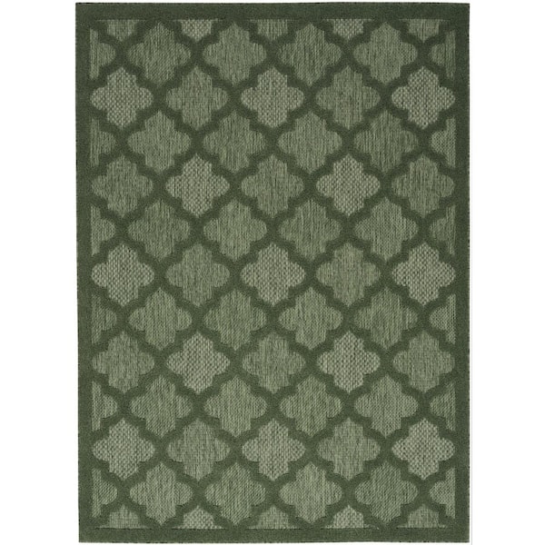 Nourison Easy Care Green 5 ft. x 7 ft. Trellis Contemporary Area Rug
