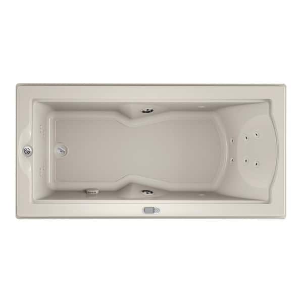 JACUZZI FUZION 70.7 in. x 35.4 in. Rectangular Whirlpool Bathtub with Left Drain in Oyster