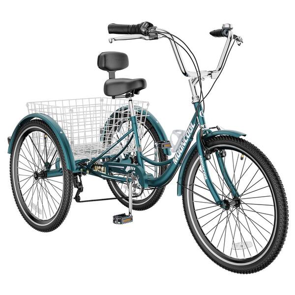 MOONCOOL 24 in. Adult Tricycle 3 Wheel Trike Low Stand-Over Frame Bike ...