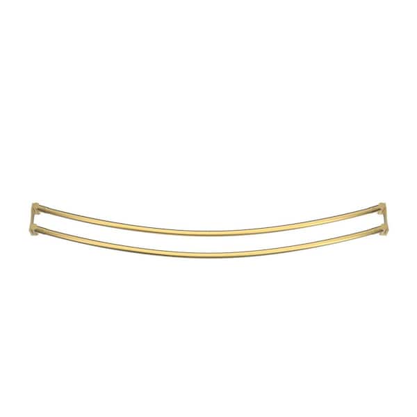 Flex 60 in. L Stainless Steel Tarnish Resistant Double Curved Shower Curtain Rod in Brushed Brass