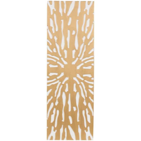 Wooden Gold Abstract Carved Starburst Wall Art with White Backing