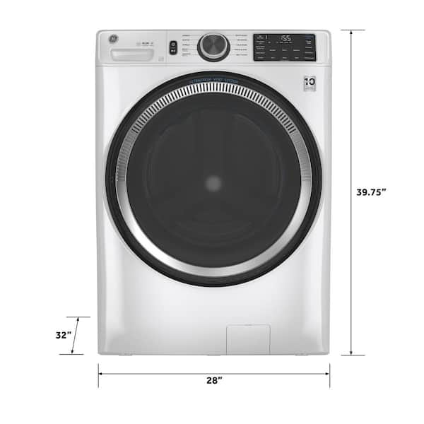 GE - 4.8 cu. ft. Smart White Front Load Washer with OdorBlock UltraFresh Vent System and Sanitize with Oxi
