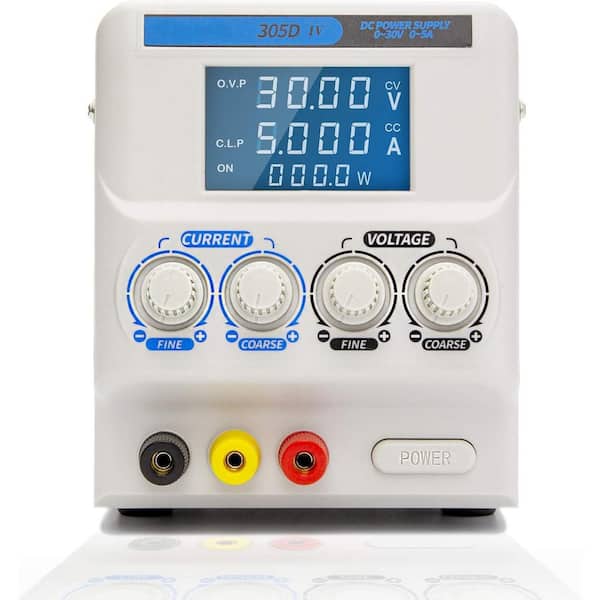Regulated Variable DC Power Supply 0-5A 0-30V with Alligator Clips for R&D, Labs, Laptops, Phone Repair & Electronic DIY