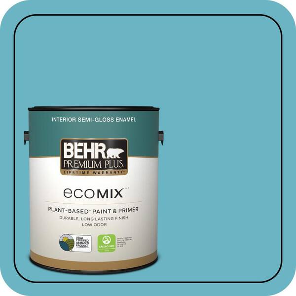 BEHR PREMIUM PLUS 1 gal. #530D-5 Riverside Blue Semi-Gloss Enamel ...