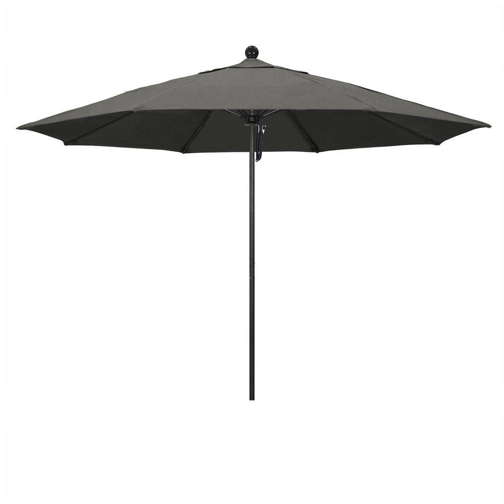 11 ft. Black Aluminum Market Patio Umbrella with Fiberglass Ribs Pulley Lift in Charcoal Sunbrella price history on PriceWatchPro