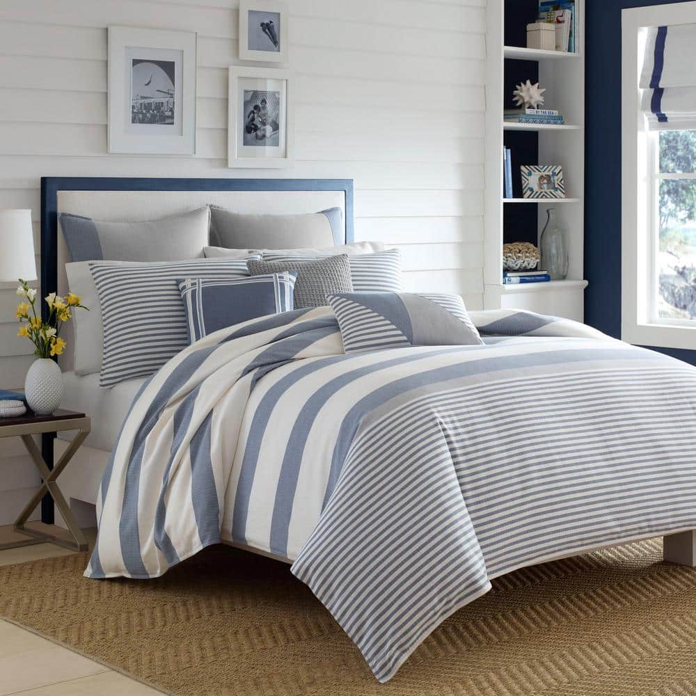 Fairwater Blue and Gray Cotton Euro Sham
