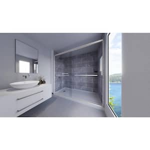 Platinum Grey-Rainier 60 in. W. x 32 in. x 99 in. Floor/Ceiling Base/Wall/Door Alcove Shower Stall/Kit Chrome Left