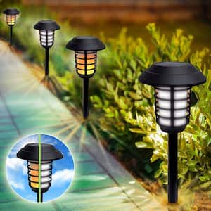 Solar Powered Black 2 Modes 21 Lumen LED Landscape Lighting Pathway Lights (Set of 4)