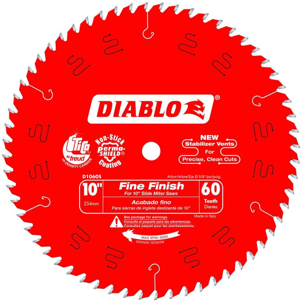 DIABLO 10 in. x 60-Tooth Fine Finish Slide Miter Circular Saw Blade D1060S  The Home Depot
