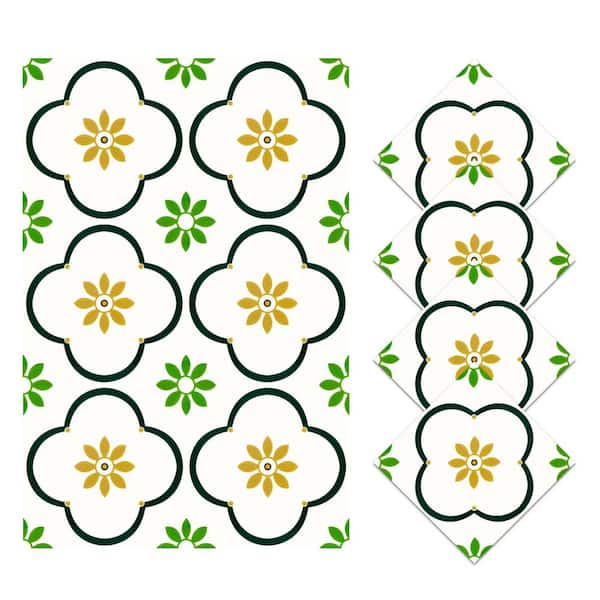 12 in. x 12 in. Vinyl Peel and Stick Backsplash, Wall Tile for Kitchen and Bathroom, Green (10 sq. ft./10-Pack)