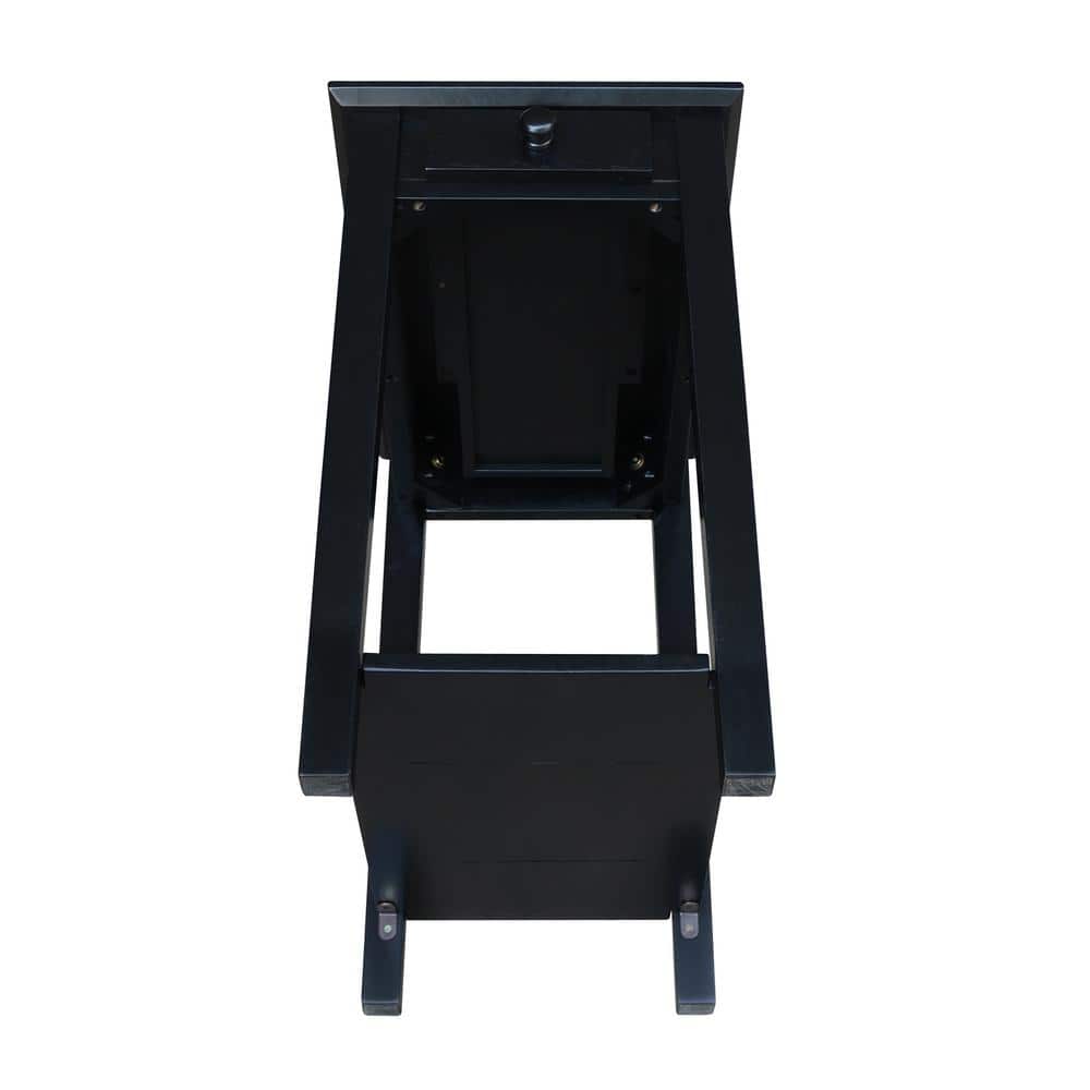 Elegant Black Solid Wood Narrow End Table with Storage